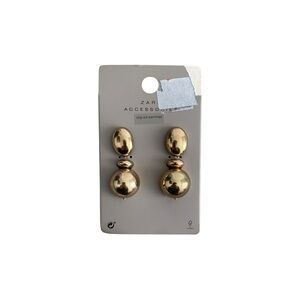 NEW Zara Gold Long Ball Statement Earrings